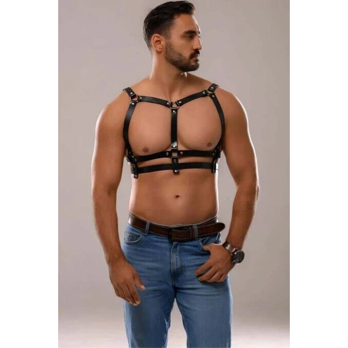 Erkek Deri Seksi Göğüs Harness - m138
