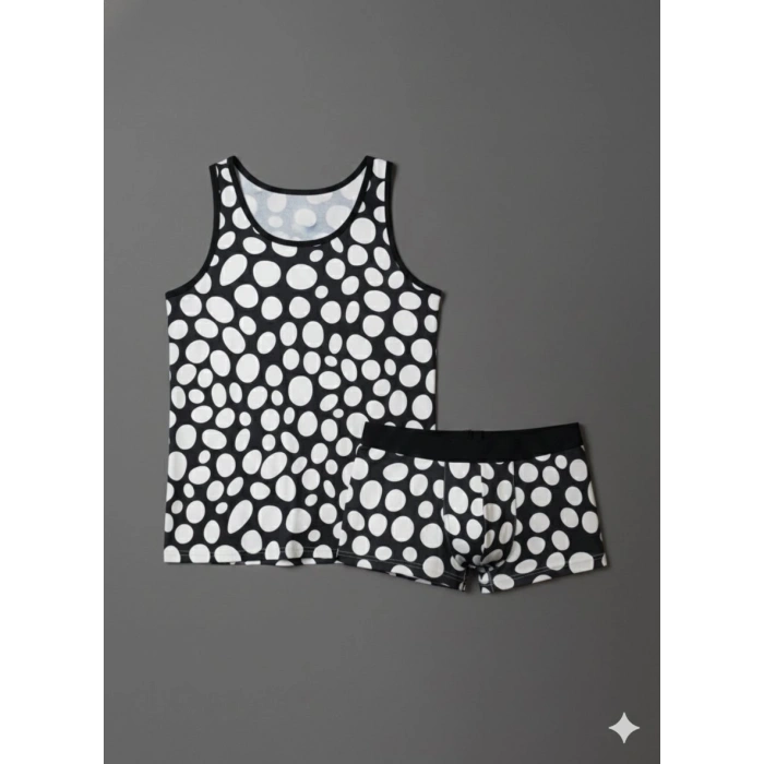 Erkek Desenli Tank Top Boxer Takımı