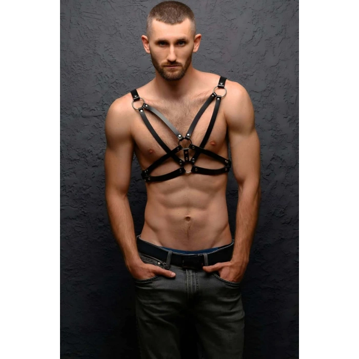 Erkek  Göğüs Üzeri Deri Harness - m104