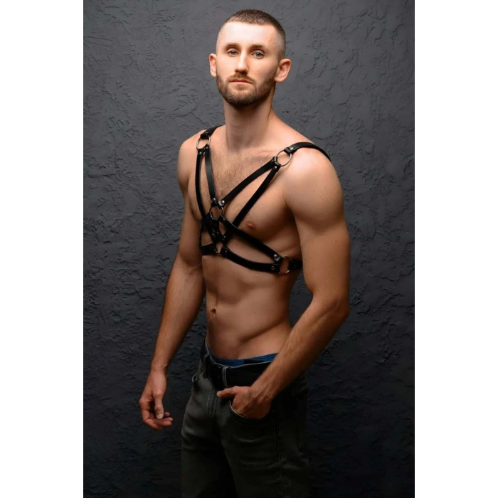 Erkek  Göğüs Üzeri Deri Harness - m104