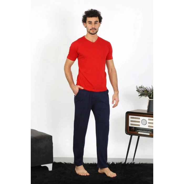 Erkek Penye Kırmızı 3lü Pijama Takımı