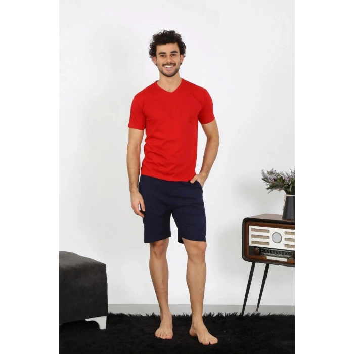 Erkek Penye Kırmızı 3lü Pijama Takımı
