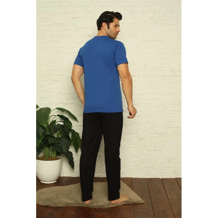 Erkek Saks V Yaka 3lü Pijama Takım