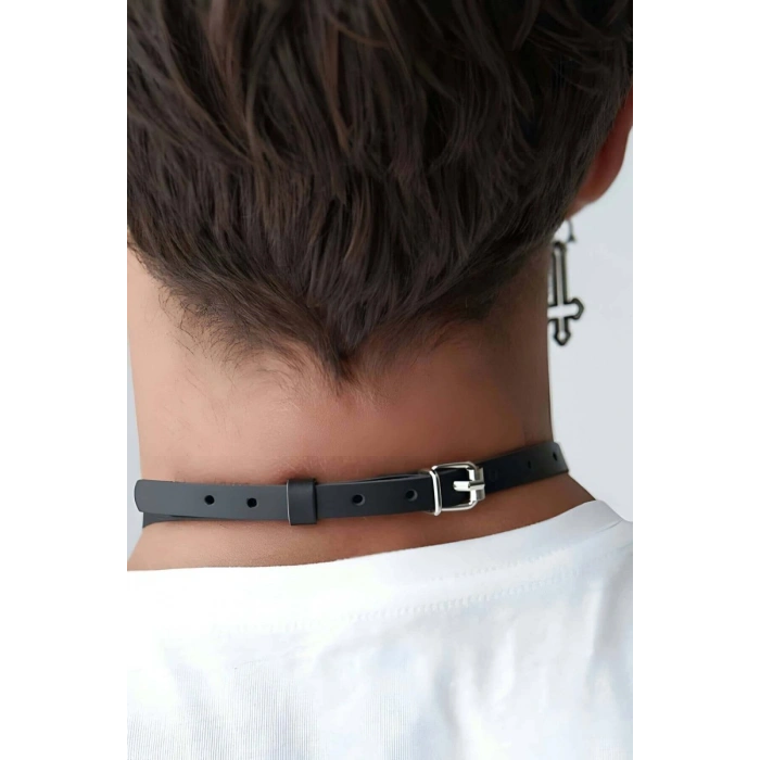 Erkek  Seksi Boyunluk Deri Harness  - m87