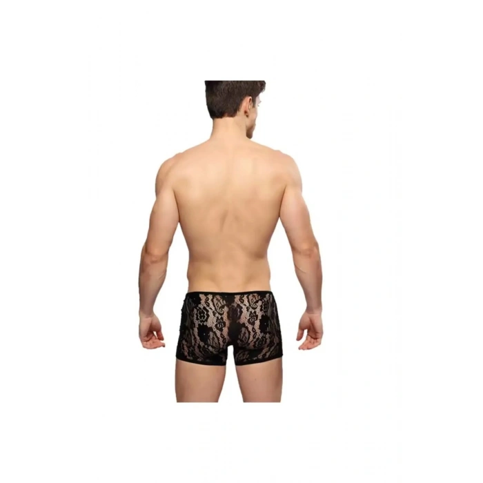 Erkek Siyah Dantelli Boxer İç Çamaşırı