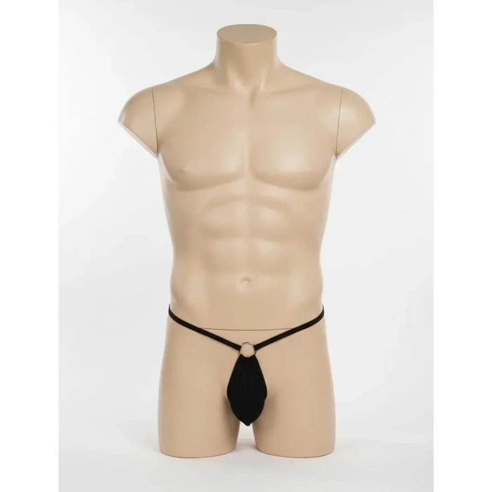 Erkek Siyah Halka Detaylı String Tanga