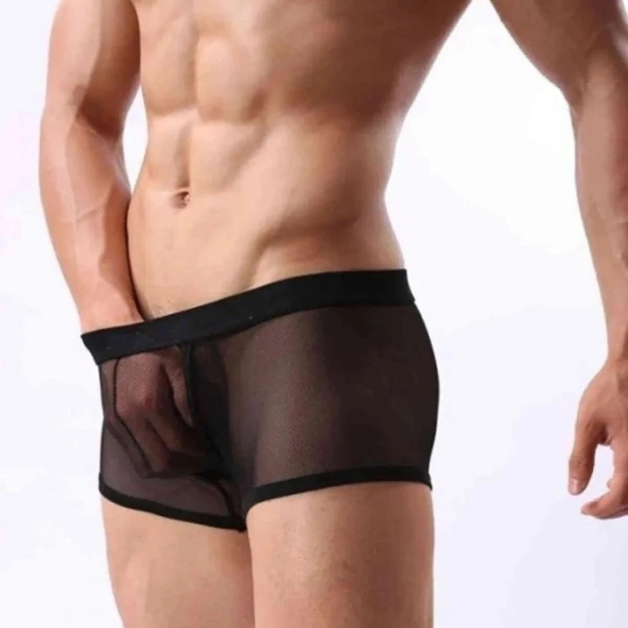 Erkek Transparan Tül Boxer Pedsiz
