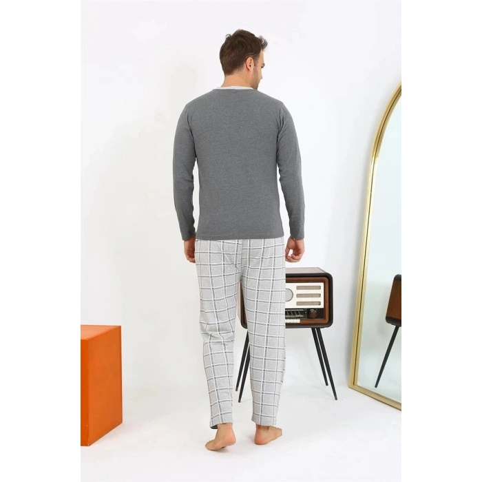 Erkek Uzun Kol Penye Antrasit Pijama Takımı