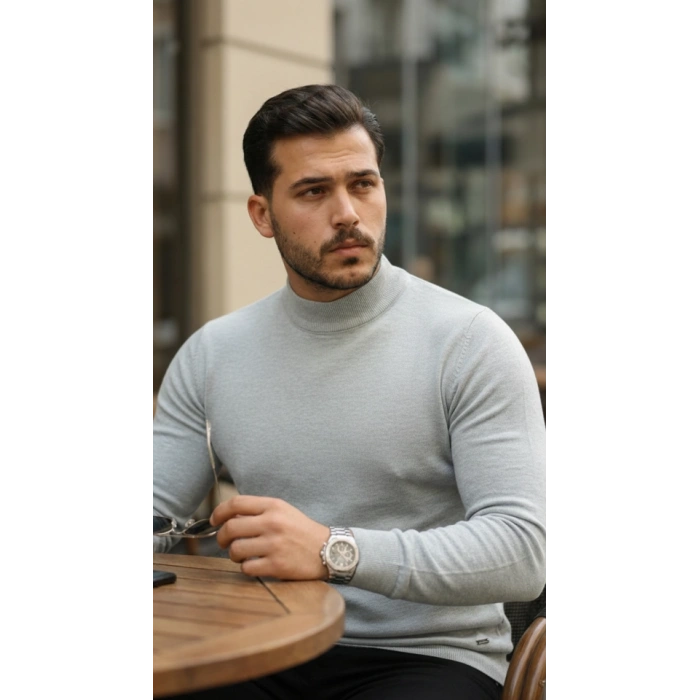 Erkek Yarım Balıkçı Yaka Pamuklu Triko