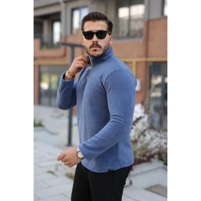 Erkek Zip Yaka Beli Lastikli Polar