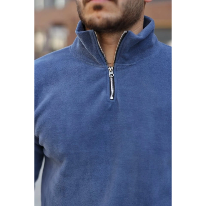 Erkek Zip Yaka Beli Lastikli Polar