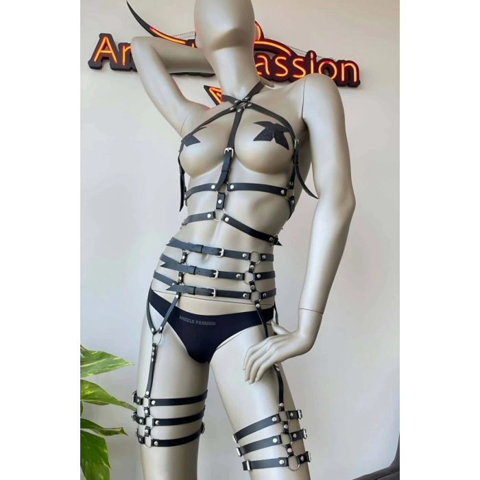 Fantazi Deri İç Giyim Jartiyer Harness - 524