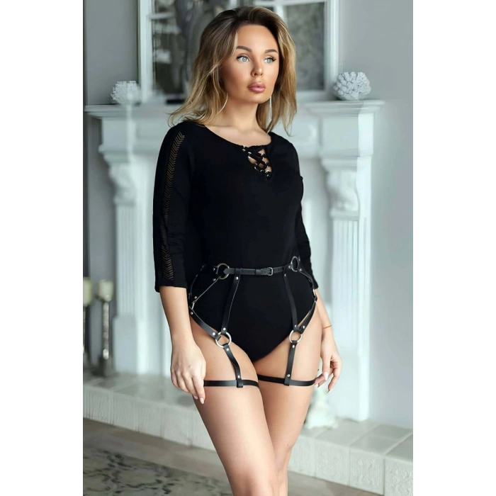 Fantazi Deri Jartiyer Harness - 854