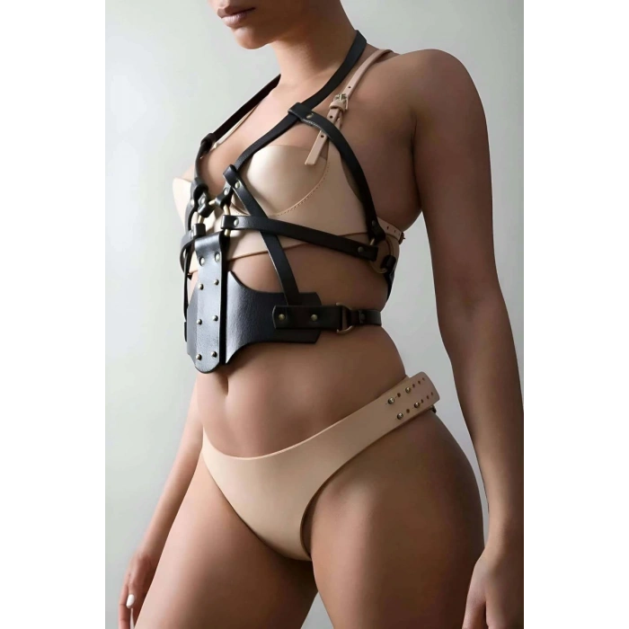 Fantezi Göğüs Harness, Seksi Bayan Deri İç Giyim - 1146