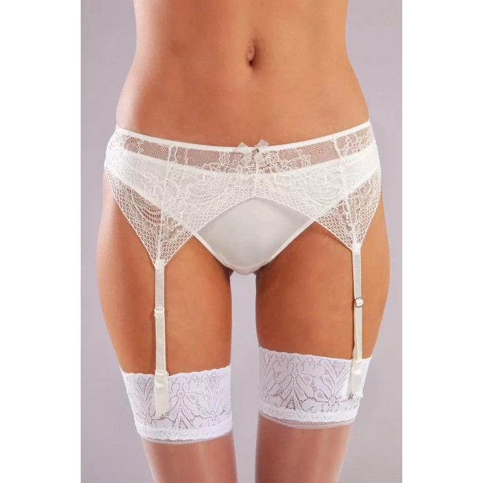Gala Lace Garter Belt, Kadın Dantelli Ekru Jartiyer