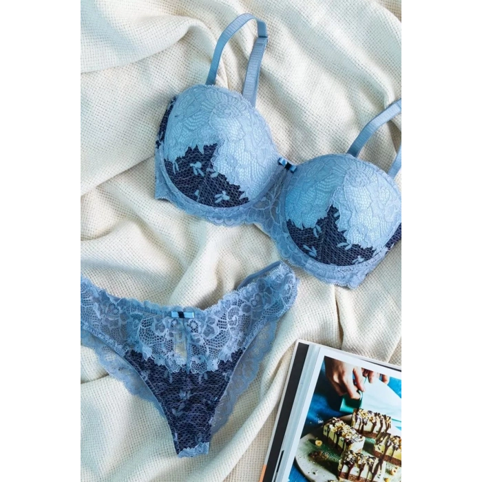 Gilda Mini Slip, Kadın Dantelli Mavi Külot