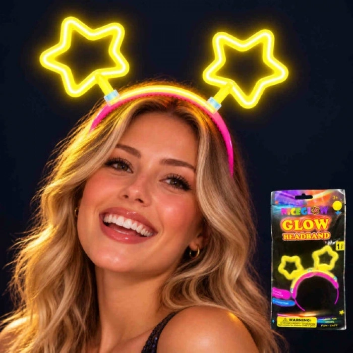 Glow Neon Işıklı Sarı Yıldız Glow Taç