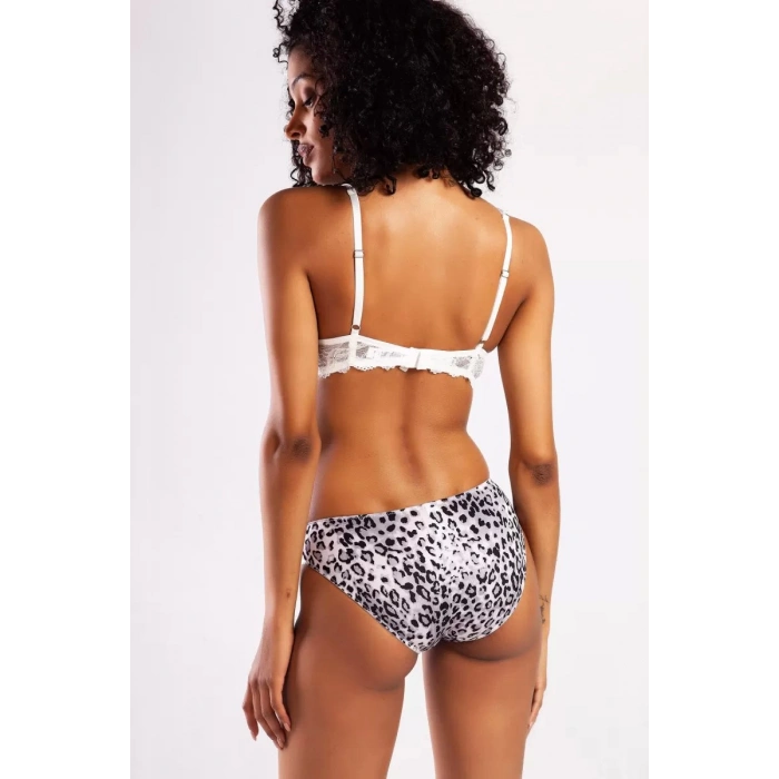 Goldy Mini Slip, Kadın Dantelli Gri Leopar Külot