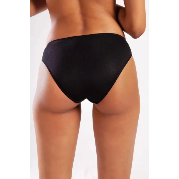 Goldy Mini Slip, Kadın Dantelli Siyah Külot