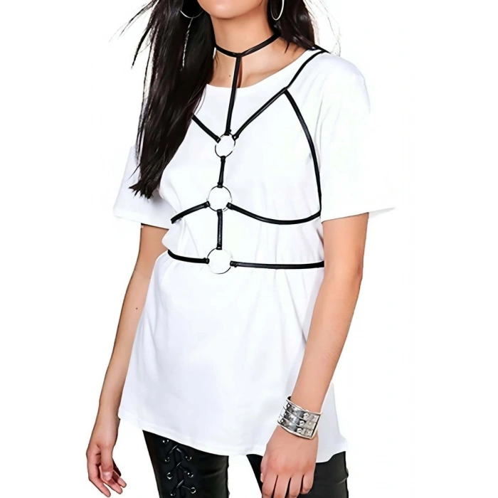 Halka Detaylı Şık Deri Harness - 184