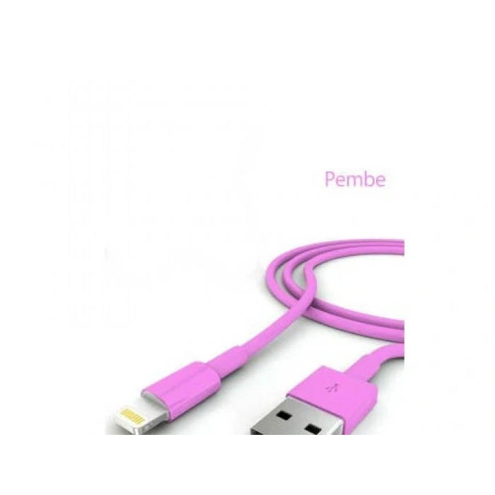 İphone Şarj Data Kablosu - Pembe