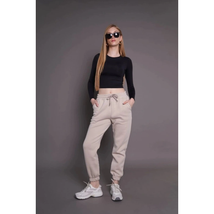 Jogger 3 İplik Şardonlu Cepli Tek Alt