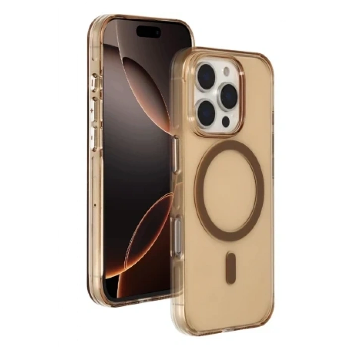 Joko Apple iPhone 16 Pro Max Gleam PC Sert Magsafe Kılıf - Şeffaf-Gold