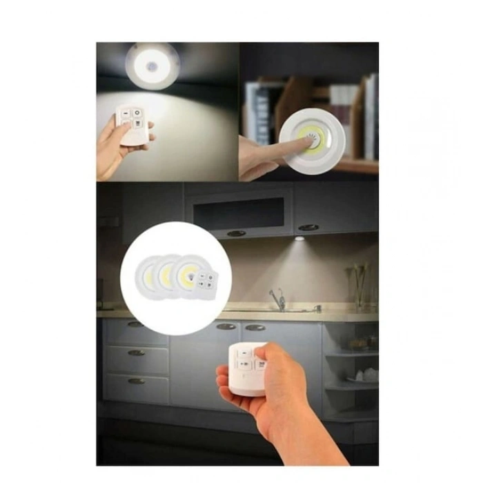 Kablosuz Uzaktan Kumandalı 3lü Led Lamba Seti