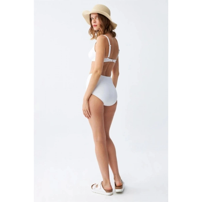Kadın Basic Beyaz Pedli Yüksek Bel Bikini Takımı