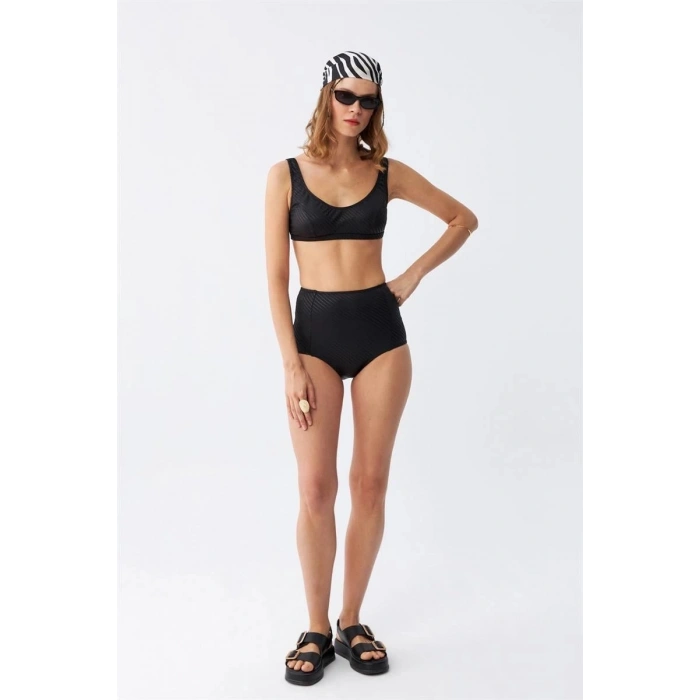Kadın Basic Siyah Pedli Yüksek Bel Bikini Takımı