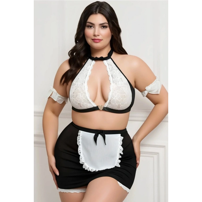 Kadın Halka Detaylı Dantelli Babydoll Gecelik