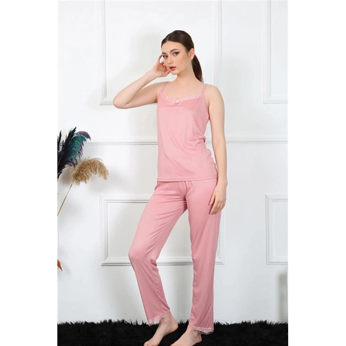 Kadın İp Askılı Somon Pijama Takım