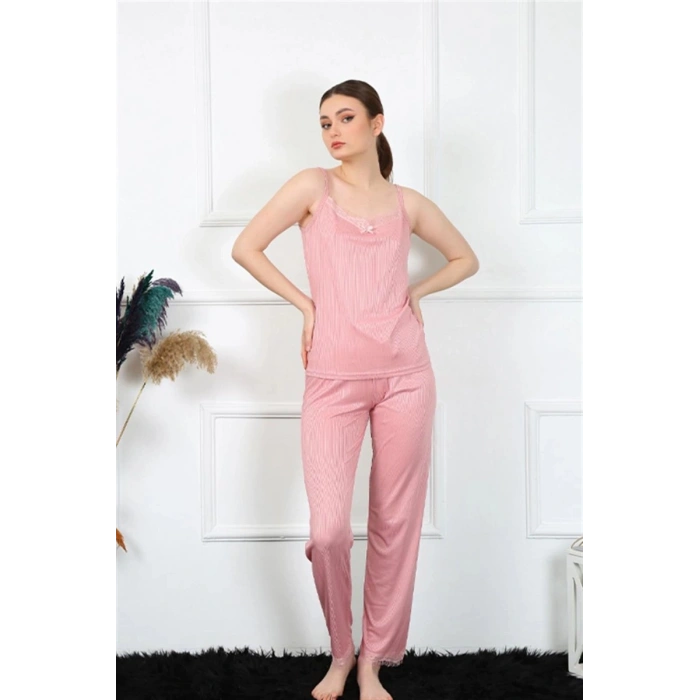 Kadın İp Askılı Somon Pijama Takım