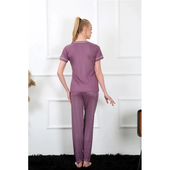 Kadın Mürdüm Kısa Kol Pijama Takım