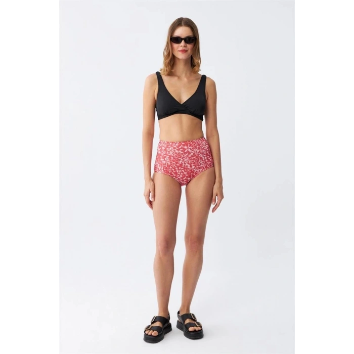 Kadın Pedli Yüksek Bel Bikini Takımı - Siyah