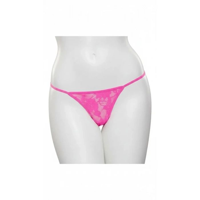 Kadın Pembe Dantelli String Tanga
