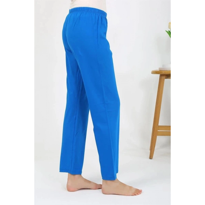Kadın Penye Düz Tek Alt Pijama Mavi
