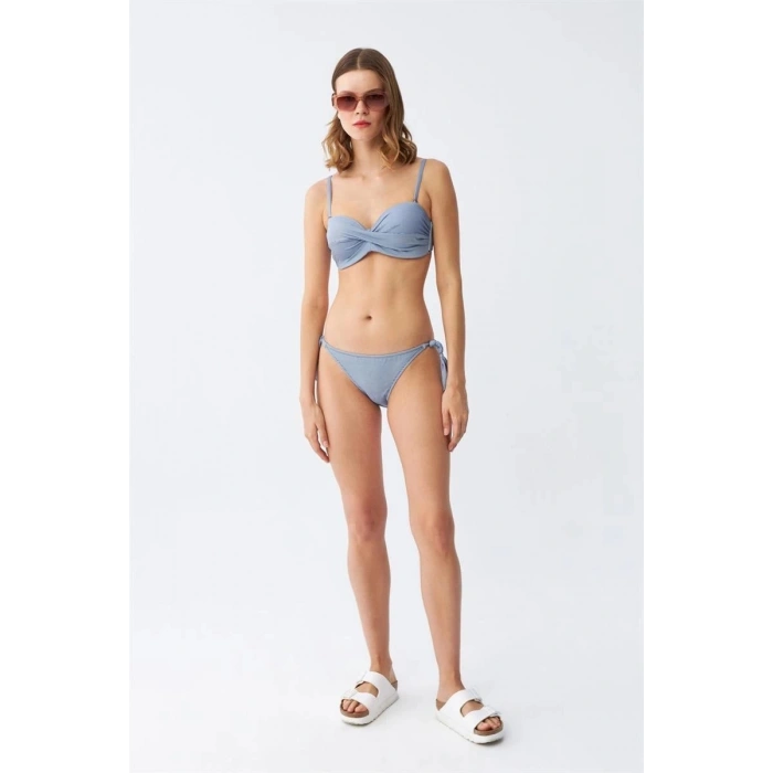 Kadın Straplez Mavi Bikini Takımı