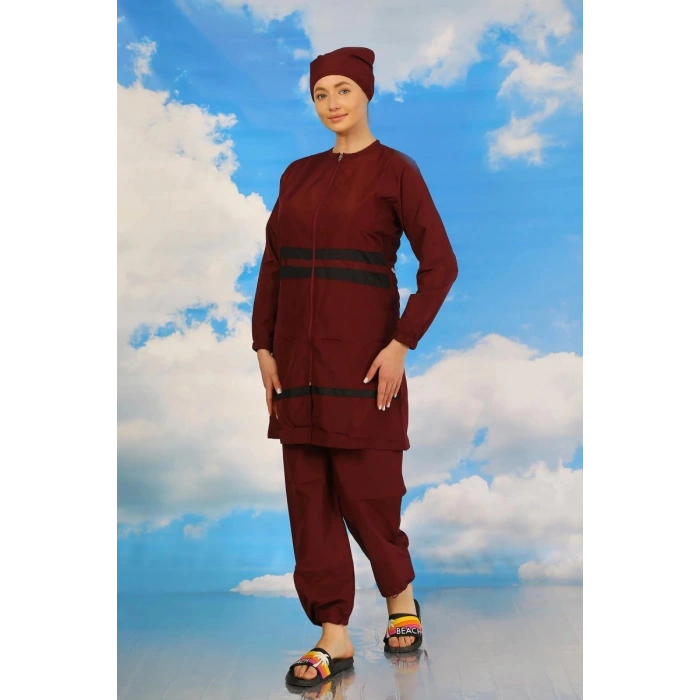 Kadın Tam Tesettür Mayo Bordo