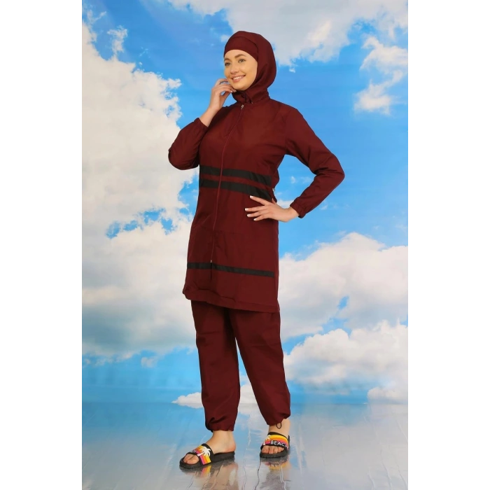 Kadın Tam Tesettür Mayo Bordo