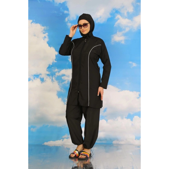 Kadın Tam Tesettür Siyah Mayo