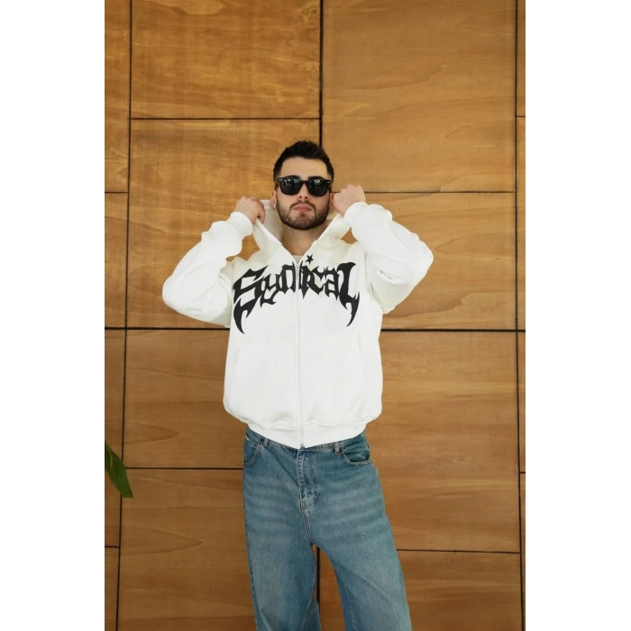 Kapüşonlu Sweatshirt Hoodie - Beyaz