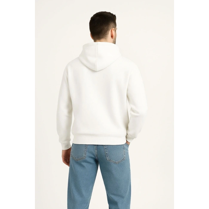 Kapüşonlu Sweatshirt Hoodie - Beyaz