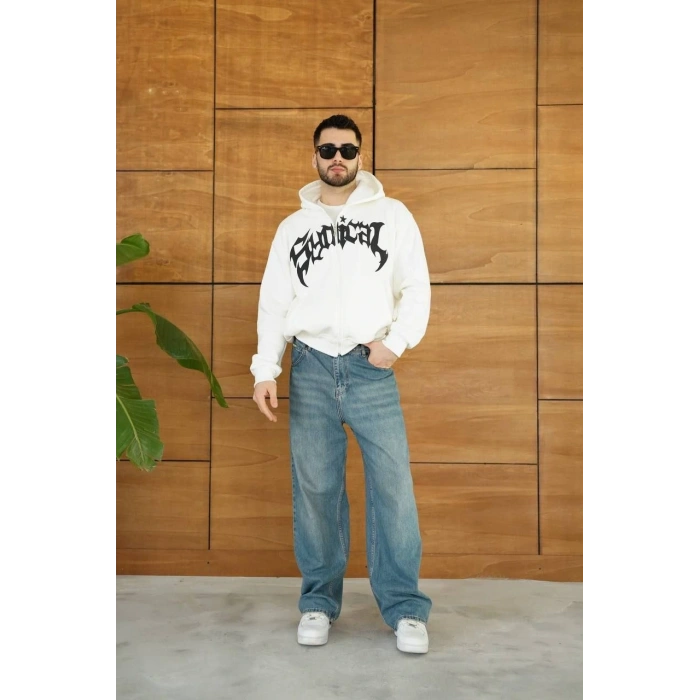 Kapüşonlu Sweatshirt Hoodie - Beyaz