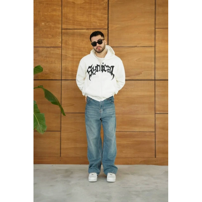 Kapüşonlu Sweatshirt Hoodie - Beyaz