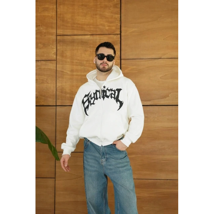 Kapüşonlu Sweatshirt Hoodie - Beyaz
