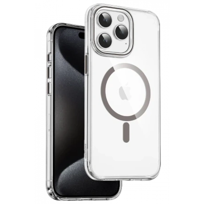 Keephone Apple iPhone 15 Pro Max Aurora Şeffaf Magsafe Kılıf - Mavi