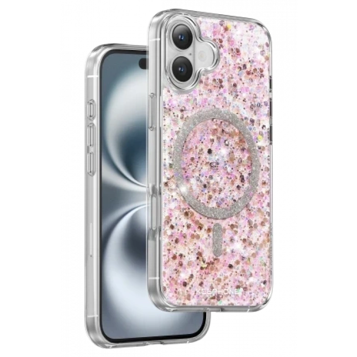 Keephone Apple iPhone 16 Plus Interstellar Glitter Magsafe Kılıf - Gümüş