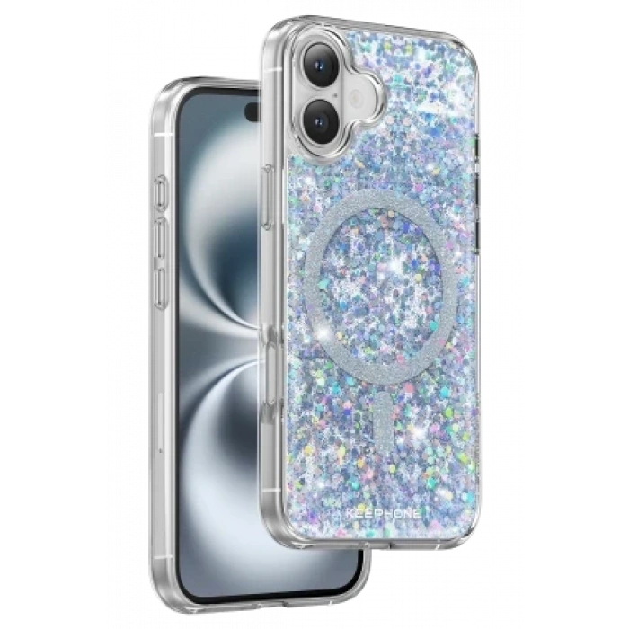 Keephone Apple iPhone 16 Plus Interstellar Glitter Magsafe Kılıf - Mavi