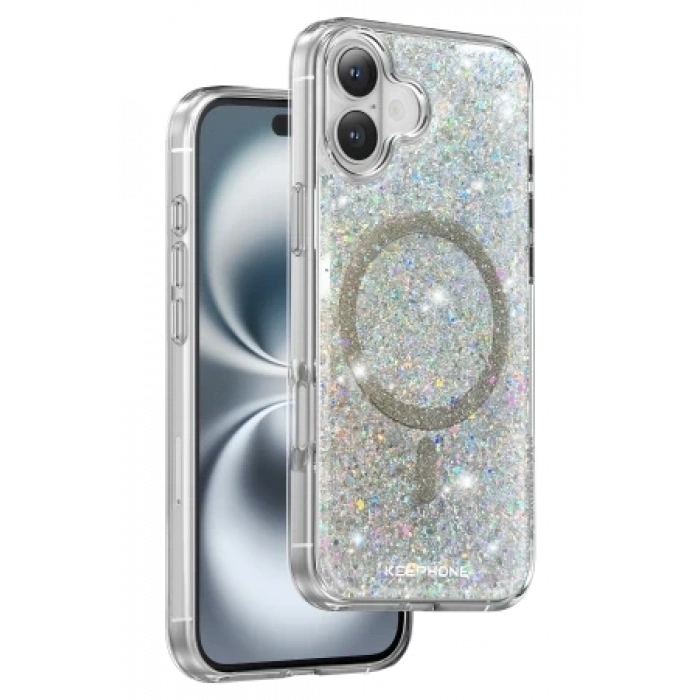 Keephone Apple iPhone 16 Plus Interstellar Glitter Magsafe Kılıf - Pembe